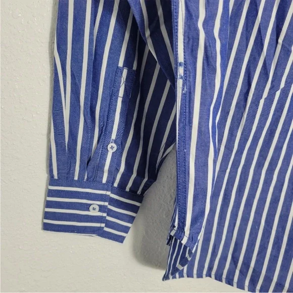 J. Crew Women's Étienne Blue and White Striped Button Down Oversized Shirt - Picture 6 of 7